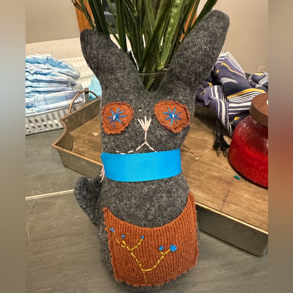 Gray and Brown Stuffed Animal Bunny